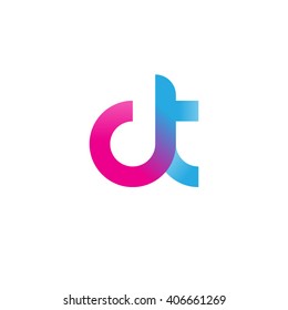 initial letter ct linked circle lowercase logo pink blue purple