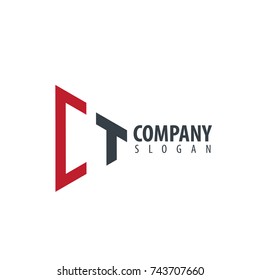 Initial Letter CT Linked Triangle Design Logo