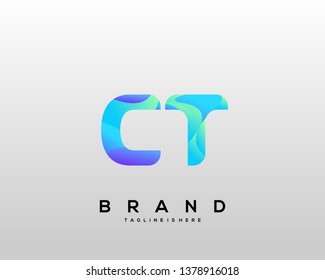 Initial letter CT logo with colorful background, letter combination logo design for creative industry, web, business and company. - Vector