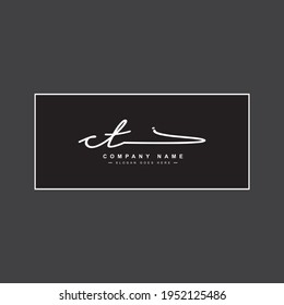 Initial Letter CT Logo - Hand Drawn Signature Logo