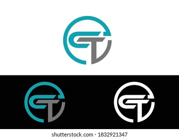 Initial Letter CT Logo or Icon Design Vector Image Template