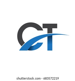 initial letter CT logotype company name colored blue and grey swoosh design. vector logo for business and company identity.
