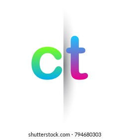 Initial Letter CT Lowercase Logo green, pink and Blue, Modern and Simple Logo Design.