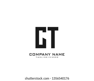 Letra inicial vector de logotipo de arte minimalista CT