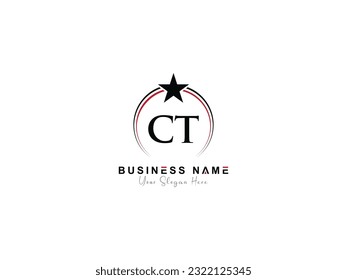 Initial Letter CT Star logo, Ct Business Logo Symbol