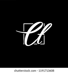 Initial letter CT TC minimalist art monogram shape logo, white color on black background