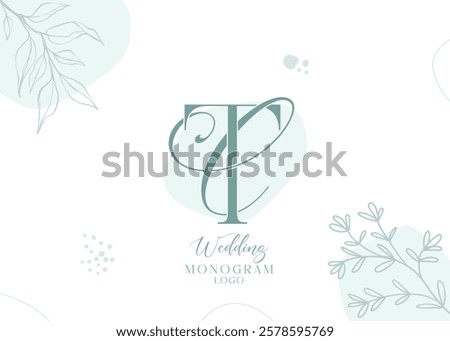 Initial Letter CT TC Wedding Monogram Logo