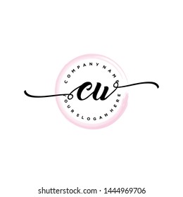 Initial letter CU beautiful handwriting logo vector template
