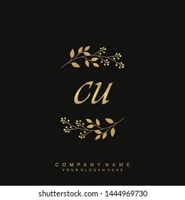 Initial letter CU beautiful handwriting logo vector template