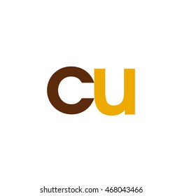 Initial letter CU brown yellow color logo