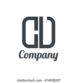 Initial Letter CU CV Linked Box Design Logo