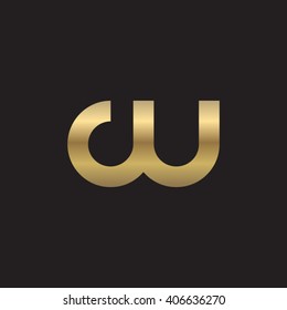 initial letter cu cw linked circle lowercase logo gold black background