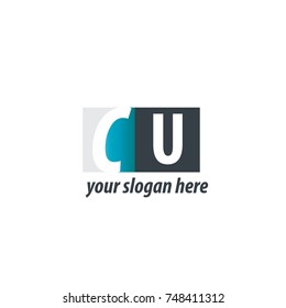 Initial Letter CU Design Logo With Square