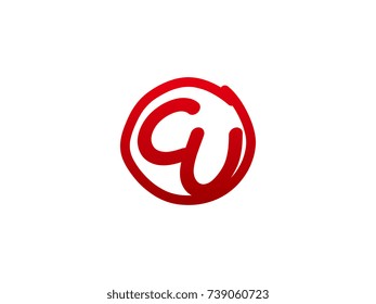 The initial letter CU handwritten logo