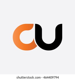Initial Letter CU Linked Circle Lowercase Logo Orange Black