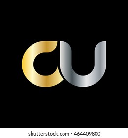 Initial Letter CU Linked Circle Lowercase Logo Gold SIlver