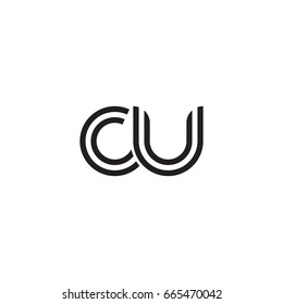 Initial letter cu, linked outline rounded lowercase, monogram black