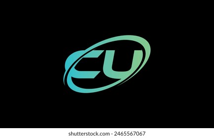 Logotipo CU de letra inicial. Diseño creativo y moderno del logotipo de CU sobre fondo negro.