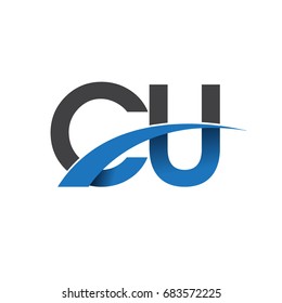 initial letter CU logotype company name colored blue and grey swoosh design. vector logo for business and company identity.

