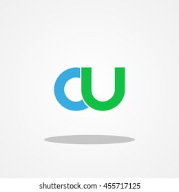 Initial letter CU OU lowercase logo design template blue green