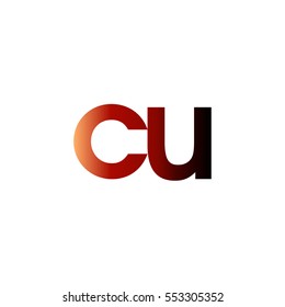 Initial letter CU red brown gradation color logo