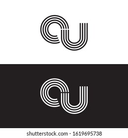 Initial letter cu uppercase modern logo design template elements. Black and white letter Isolated on white and black background. Suitable for business, consulting group company.