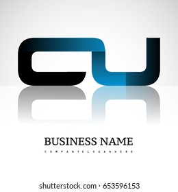 Initial letter CU uppercase modern and simple logo linked blue and black colored, isolated in white background. Vector design for company identity.