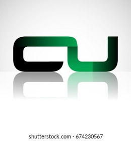 Initial letter CU uppercase modern and simple logo linked green and black colored, isolated in white background. Vector design for company identity.
