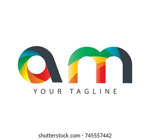 Initial Letter AM Curve Rounded Design Logo