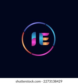 Letra inicial curvatura IE logotipo redondeado, colores brillantes gradientes coloridos