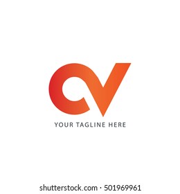 Initial Letter CV AV Linked Logo Design 