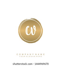Initial letter CV beautiful handwriting logo vector template