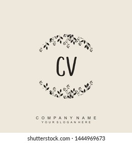 Initial letter CV beautiful handwriting logo vector template