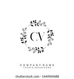 Initial letter CV beautiful handwriting logo vector template