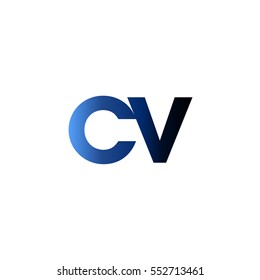 Initial letter CV blue black gradation color logo