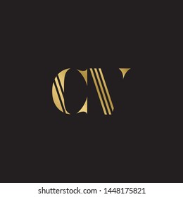 Initial letter cv c v  uppercase modern logo design template elements. Gold letter Isolated on black  background. Suitable for business, consulting group company.