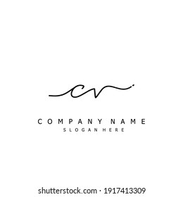 Initial letter CV calligraphy handwritten logo. Handwritten alphabet in the logo template. Letters and Alphabet for your logo design.