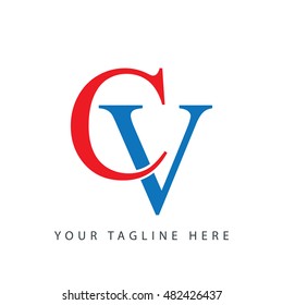 Initial Letter CV Capital Logo Red Blue