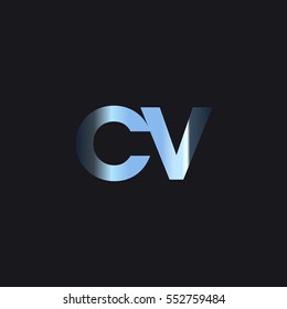 Initial letter CV chrome with dark background logo