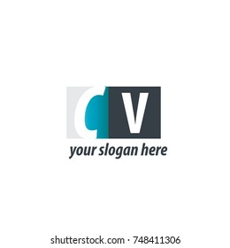 Initial Letter CV Design Logo With Square