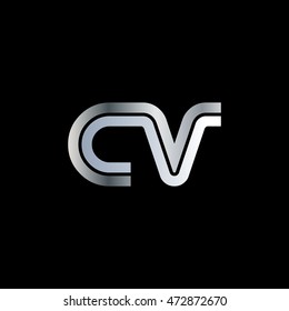 Initial Letter CV Linked Font Logo Silver