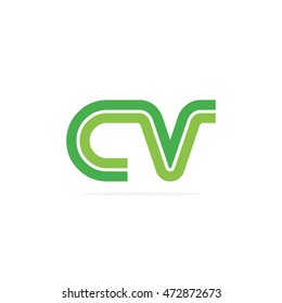 Initial Letter CV Linked Font Logo Green