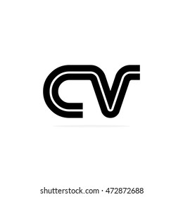 Initial Letter CV Linked Font Logo Black