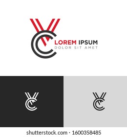 Initial Letter CV linked uppercase overlap modern logo design template. Suitable for business, consulting group company