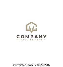 diseño de logotipo CV de letra inicial