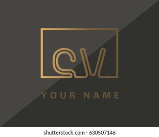 Initial Letter CV Logo Gold Luxury With Box 