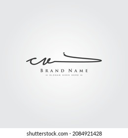 Initial Letter CV Logo - Hand Drawn Signature Logo