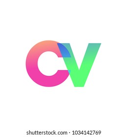 Initial Letter CV Lowercase Logo green, pink and Blue, Modern and Simple Logo Design.