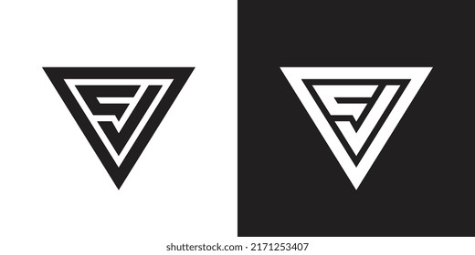 Initial letter CV or VC logo design, creative monogram logo, triangle shape logotype