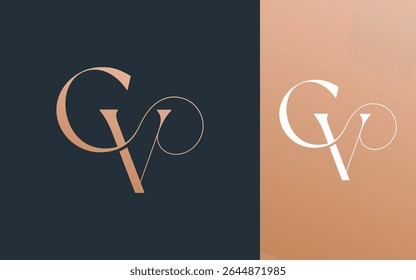 Letra inicial CV VC logotipo design vetor ilustração para casal, casamento e negócios